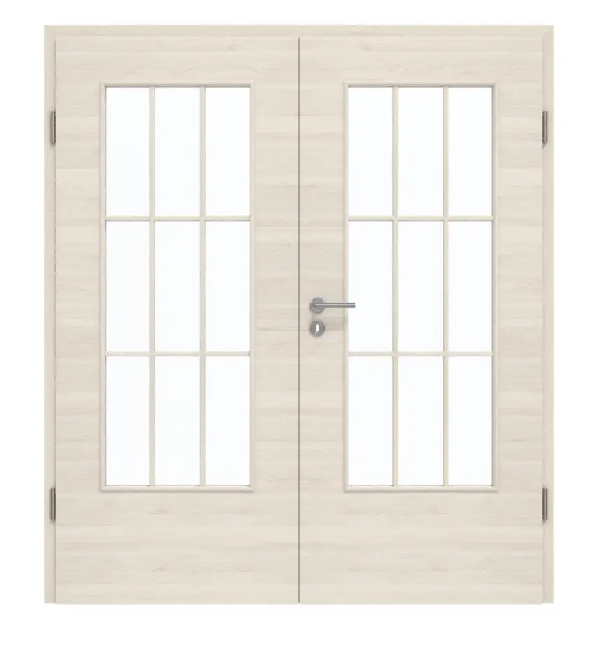 GARANT Drzwi dwuskrzydłowe z ościeżnicą Quer Authentic Perl GCK08 z przeszkleniem LA-DIN, szpros SP2