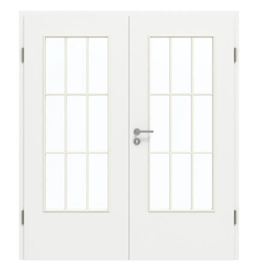 GARANT Drzwi podwójne wraz z ościeżnicą D354-60 Designer White Resopal z przeszkleniem LA-DIN szpros SP2