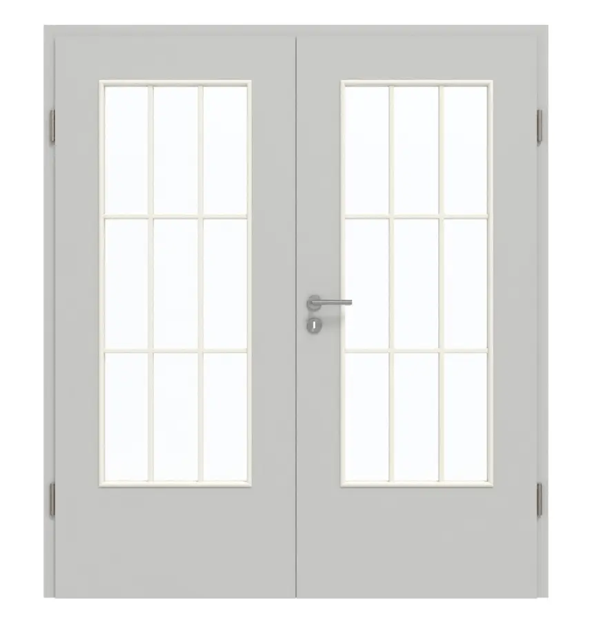 GARANT Drzwi podwójne wraz z ościeżnicą D92-60 Dove Grey Resopal z przeszkleniem LA-DIN szprosy SP2