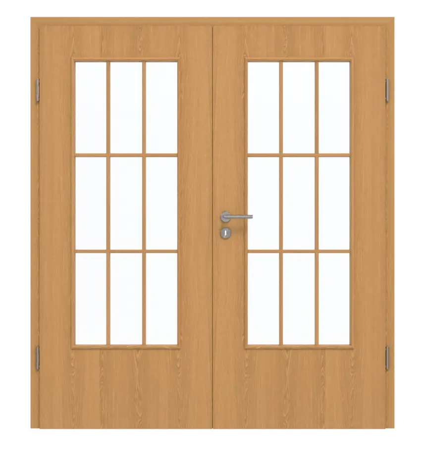 GARANT drzwi dwuskrzydłowe z ościeżnicą dąb premium CePaL z przeszkleniem LA-DIN szpros SP2