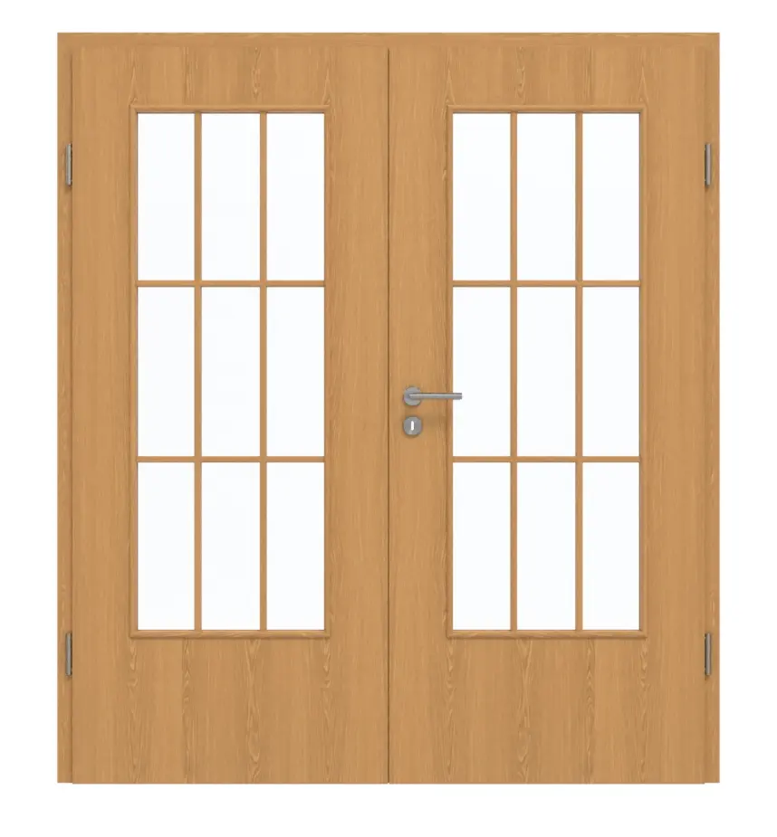 GARANT Drzwi podwójne wraz z ościeżnicą dąb Premium GCK08 z przeszkleniem LA-DIN szpros SP2