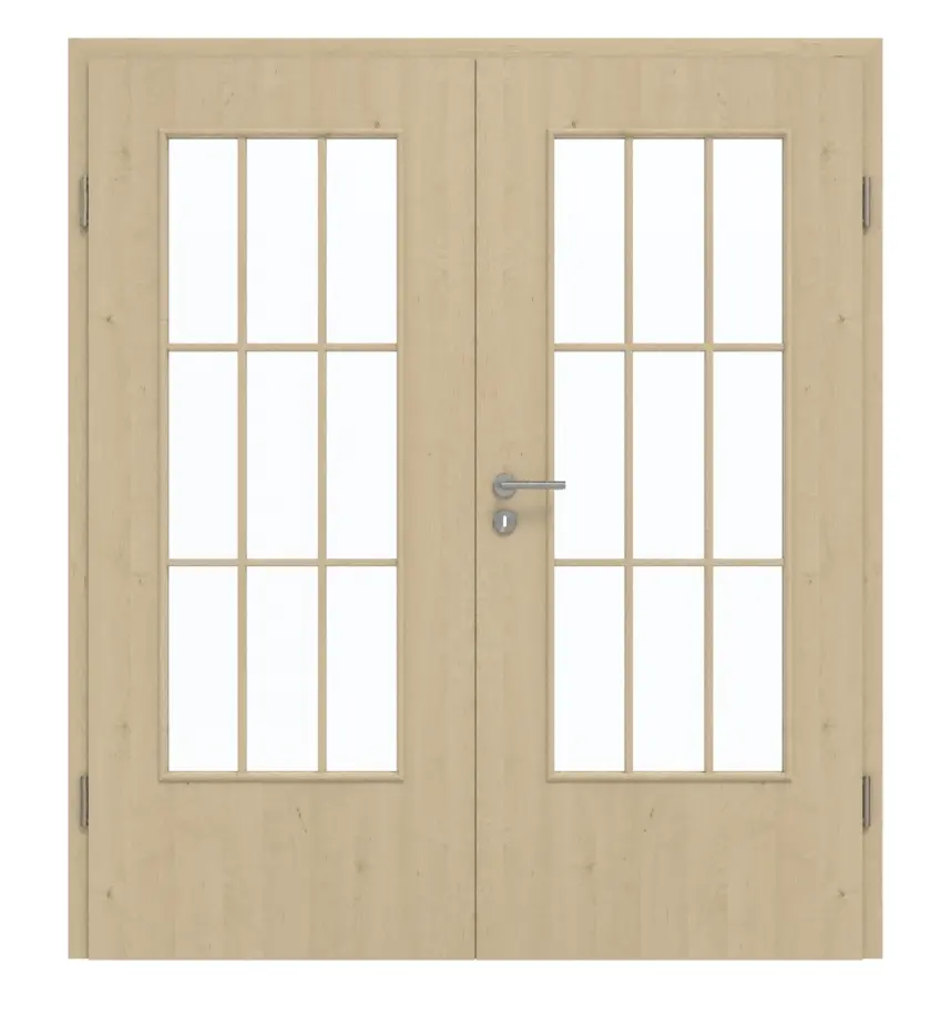 GARANT drzwi dwuskrzydłowe wraz z ościeżnicą Natura Ahorn CePaL z przeszkleniem LA-DIN Sprosse SP2