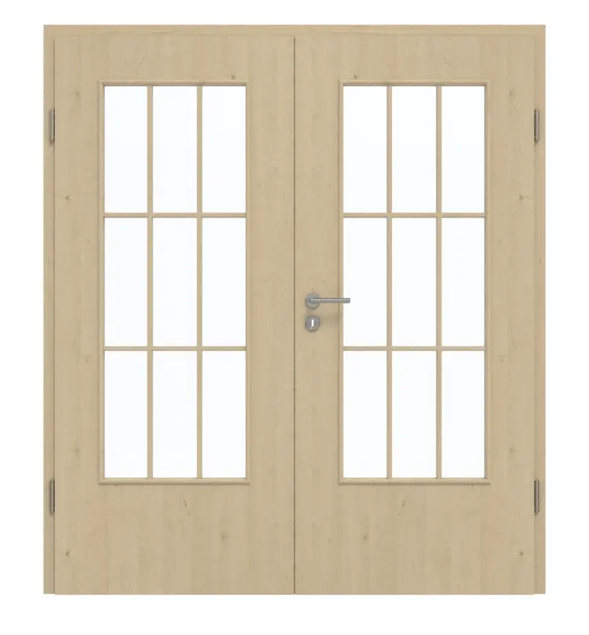 GARANT Drzwi podwójne wraz z ościeżnicą Natura klon GCK08 z przeszkleniem LA-DIN szprosy SP2