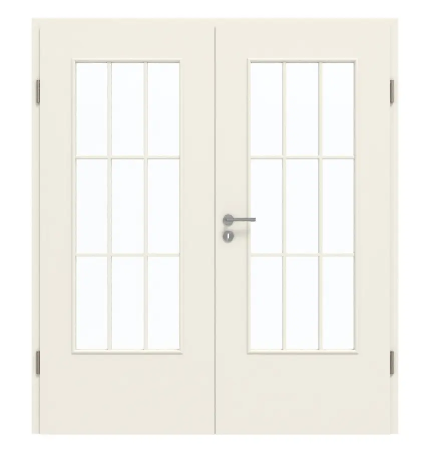 GARANT Drzwi podwójne wraz z ościeżnicą Biały lakier 9010 GHK08 z przeszkleniem LA-DIN szpros SP2