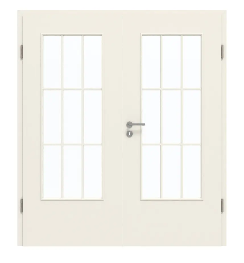 GARANT Drzwi podwójne z ościeżnicą białe lakierowane 9010 z przeszkleniem LA-DIN szpros SP2