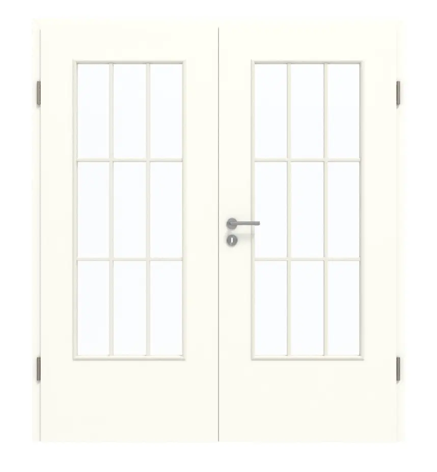 GARANT Drzwi podwójne wraz z ościeżnicą U11026SD kryształowa biel  GHK08 z przeszkleniem LA-DIN szprosy SP2