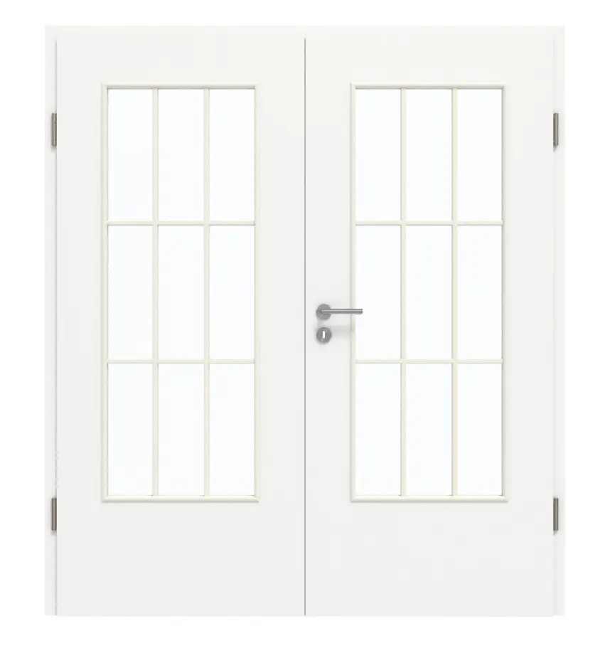 GARANT Drzwi dwuskrzydłowe wraz z ościeżnicą U11209SD szarotka alpejska GHK08 z przeszkleniem LA-DIN szprosy SP2