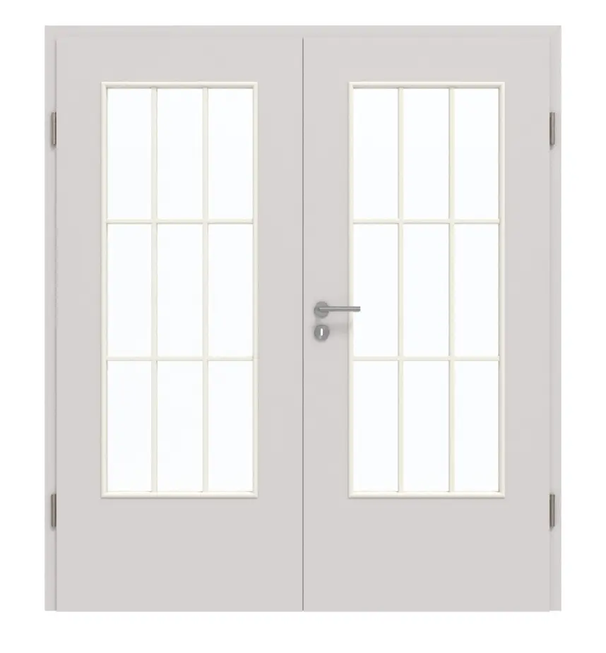 GARANT Drzwi podwójne wraz z ościeżnicą U12188SD Jasnoszary GHK08 z przeszkleniem LA-DIN Sztacheta SP2