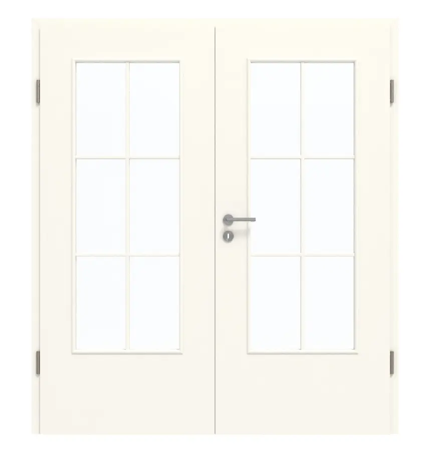 GARANT drzwi dwuskrzydłowe wraz z ościeżnicą 0105-60 Pearl White CePaL z przeszkleniem LA-DIN szpros SP4