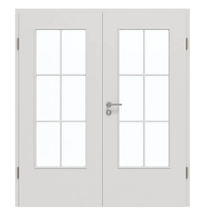 GARANT drzwi dwuskrzydłowe wraz z ościeżnicą 0160-60 Silver Grey CePaL z przeszkleniem LA-DIN Sprosse SP4