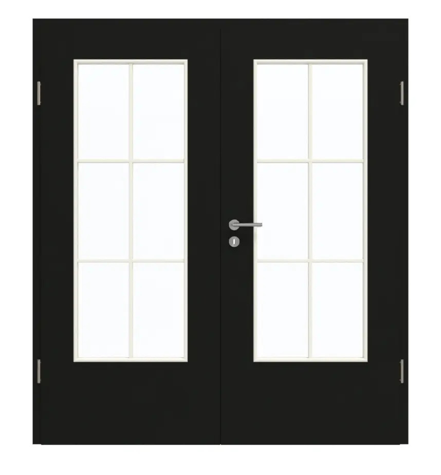 GARANT drzwi dwuskrzydłowe wraz z ościeżnicą 0901-60 Black Resopal z przeszkleniem LA-DIN Sprosse SP4