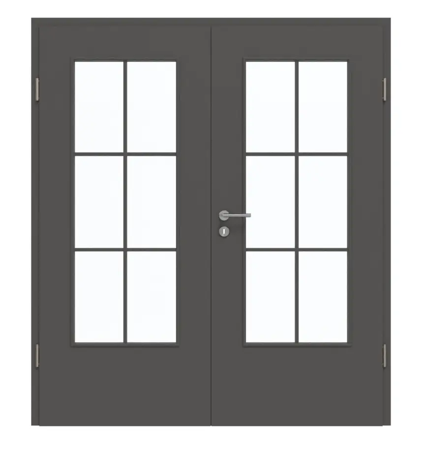 GARANT drzwi dwuskrzydłowe wraz z ościeżnicą 10622-60 Ebony CePaL z przeszkleniem LA-DIN Sprosse SP4