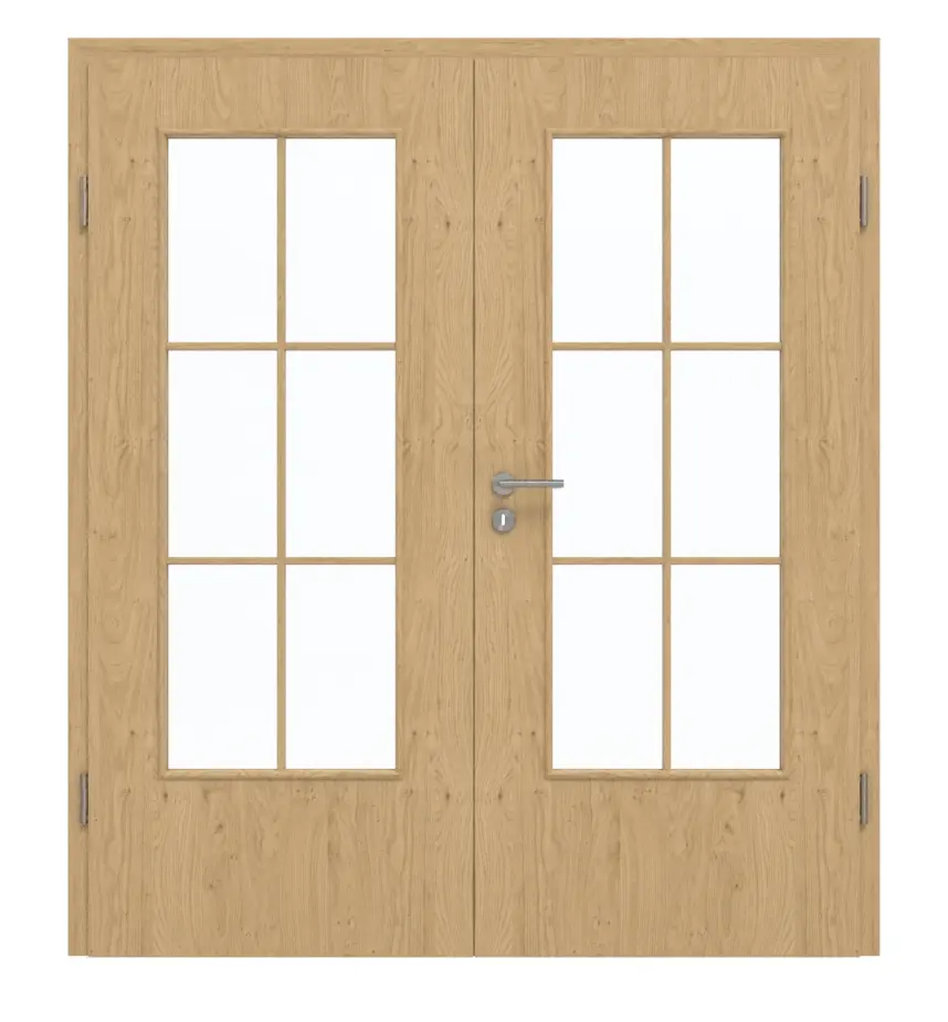 GARANT drzwi dwuskrzydłowe wraz z ościeżnicą Authentic Asteiche CePaL z przeszkleniem LA-DIN Sprosse SP4