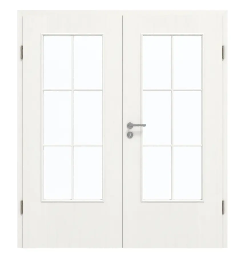 GARANT drzwi dwuskrzydłowe wraz z ościeżnicą Authentic Bianco CePaL z przeszkleniem LA-DIN Sprosse SP4