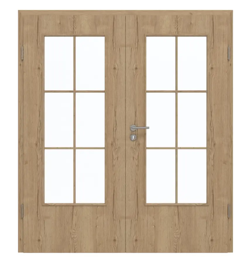 GARANT Drzwi podwójne wraz z ościeżnicą Authentic dąb szczelinowy CePaL z przeszkleniem LA-DIN szpros SP4