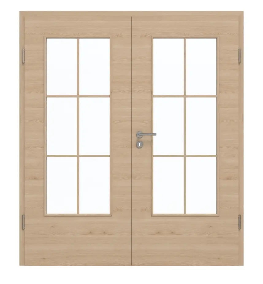 GARANT Drzwi dwuskrzydłowe wraz z ościeżnicą Quer Authentic Achat GCK08 z przeszkleniem LA-DIN szprosy SP4