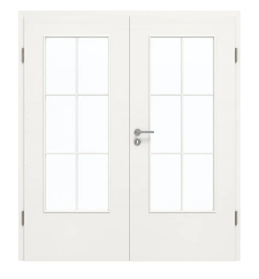 GARANT drzwi dwuskrzydłowe z ościeżnicą wzdłuż Authentic Bianco GCK08 z przeszkleniem LA-DIN szpros SP4