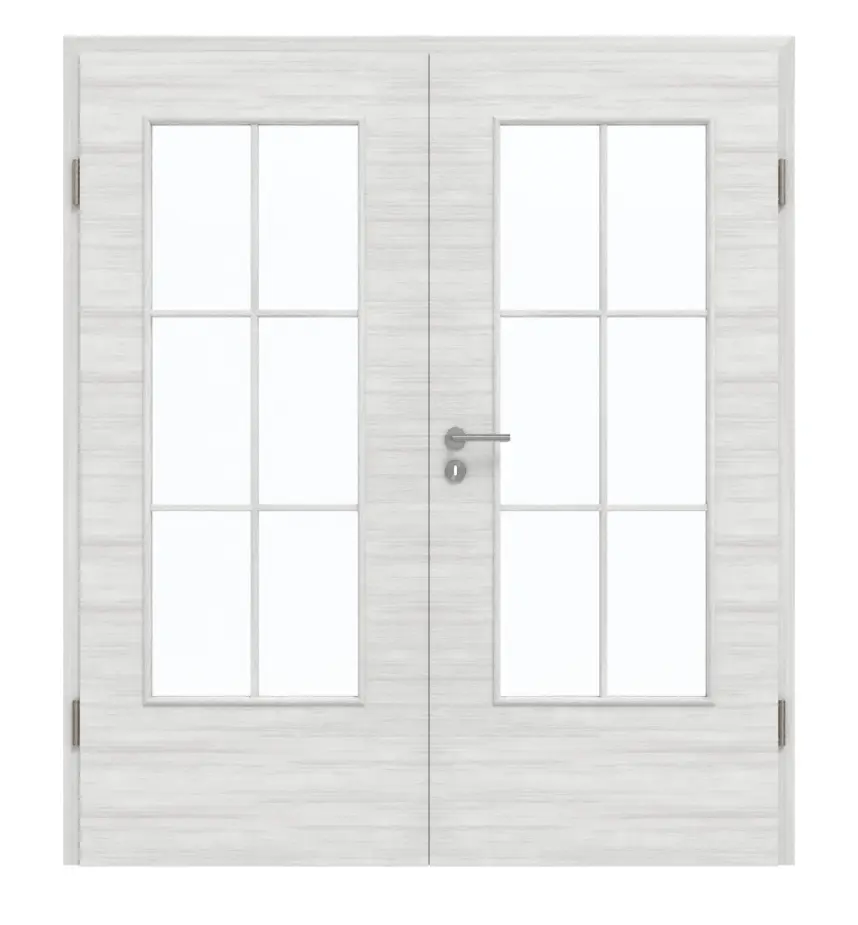 GARANT drzwi dwuskrzydłowe w tym ościeżnica wzdłuż Authentic Grigio GCK08 z przeszkleniem LA-DIN szczeblina SP4