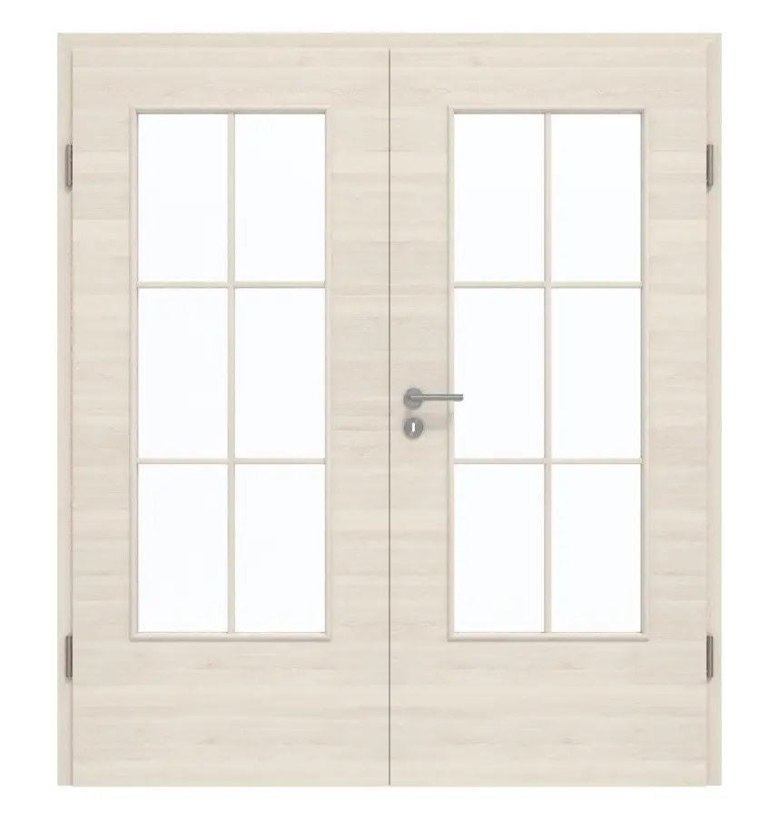 GARANT Drzwi dwuskrzydłowe wraz z ościeżnicą układ poprzeczny Authentic Perl GCK08 z przeszkleniem LA-DIN szprosy SP4