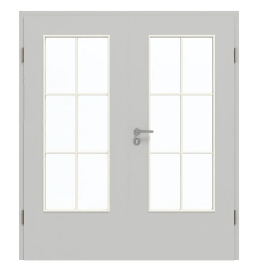 GARANT Drzwi podwójne wraz z ościeżnicą D92-60 Dove Grey Resopal z przeszkleniem LA-DIN szprosy SP4