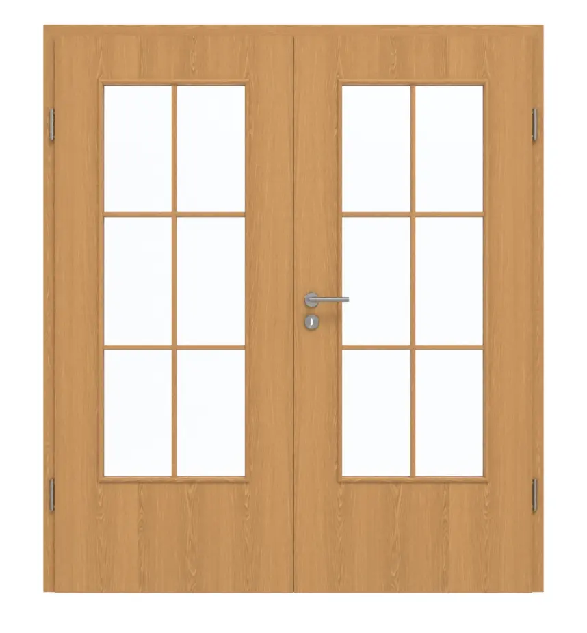 GARANT Drzwi podwójne wraz z ościeżnicą dąb Premium GCK08 z przeszkleniem LA-DIN szpros SP4
