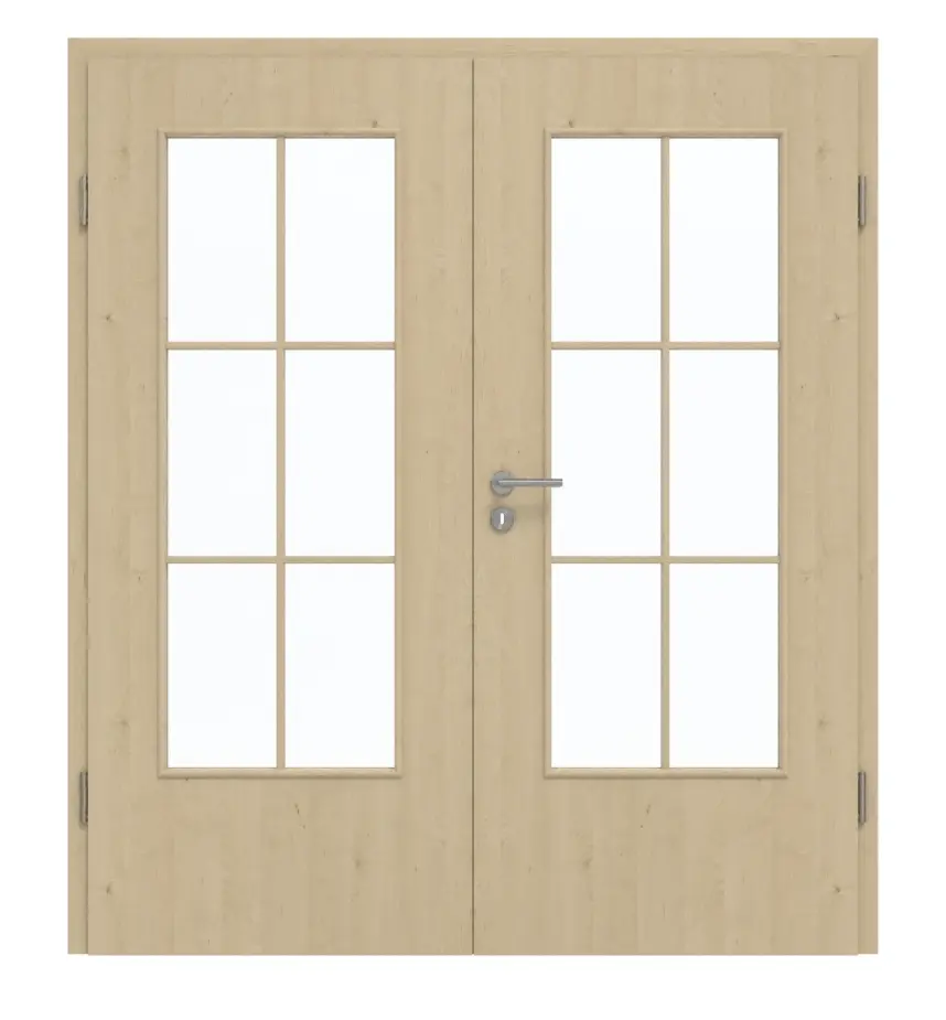 GARANT drzwi dwuskrzydłowe wraz z ościeżnicą Natura Ahorn CePaL z przeszkleniem LA-DIN Sprosse SP4