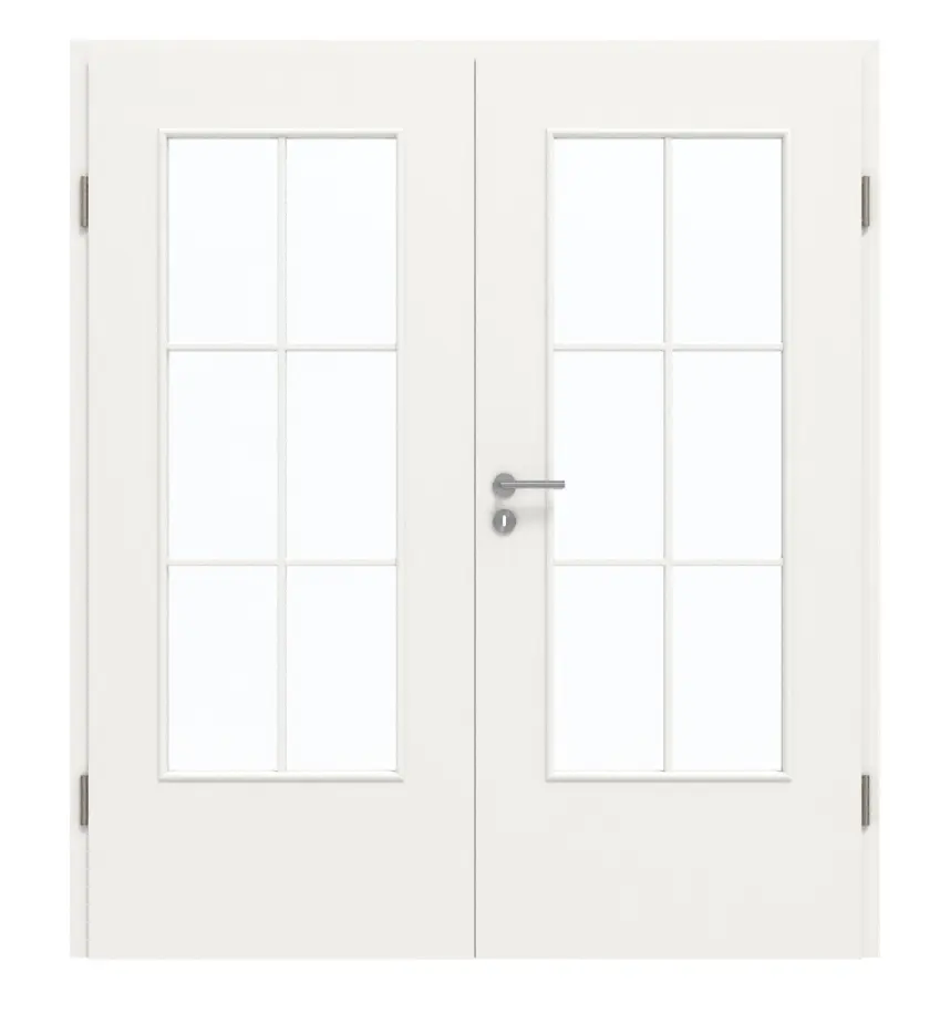 GARANT Drzwi dwuskrzydłowe wraz z ościeżnicą, biały lakier 9016, z przeszkleniem LA-DIN, szpros SP4