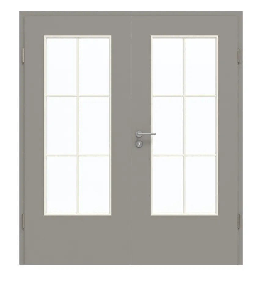 GARANT Drzwi podwójne wraz z ościeżnicą U12115SD Platynowy szary GHK08 z przeszkleniem LA-DIN Słupek SP4