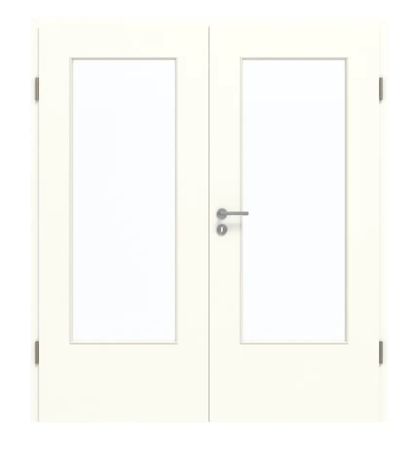 GARANT drzwi dwuskrzydłowe z ościeżnicą U11026SD biel kryształowa GHK08 z przeszkleniem LA-DIN