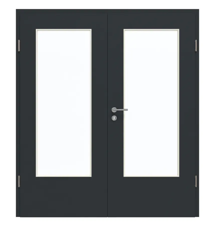 GARANT Drzwi podwójne wraz z ościeżnicą U12000SD Vulkanschwarz GHK08 z przeszkleniem LA-DIN