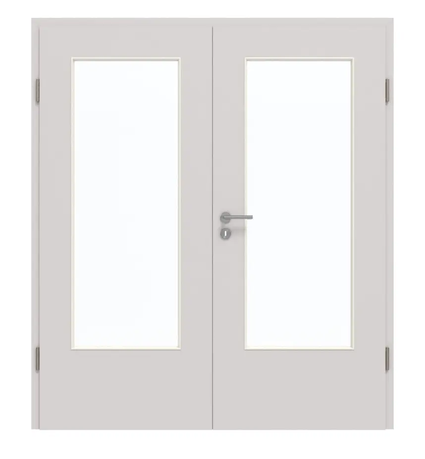 GARANT drzwi 2-skrzydłowe wraz z ościeżnicą U12188SD jasnoszary GHK08 z przeszkleniem LA-DIN