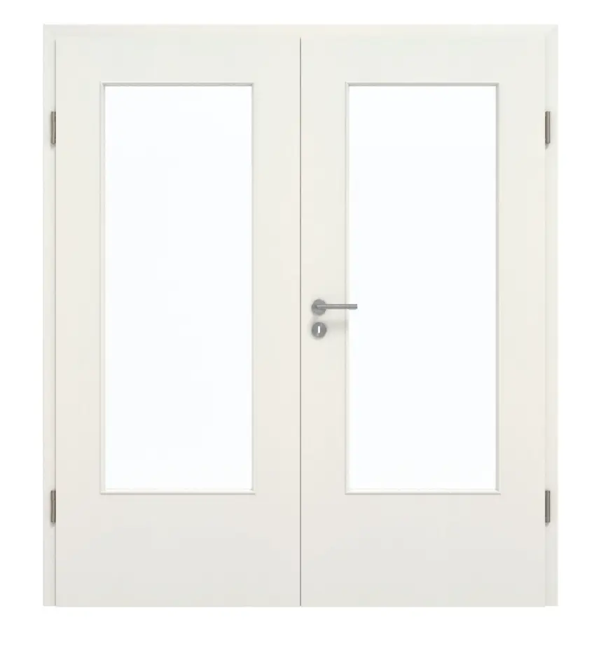GARANT Drzwi dwuskrzydłowe wraz z ościeżnicą Biel ze strukturą Premium CePaL z przeszkleniem LA-DIN