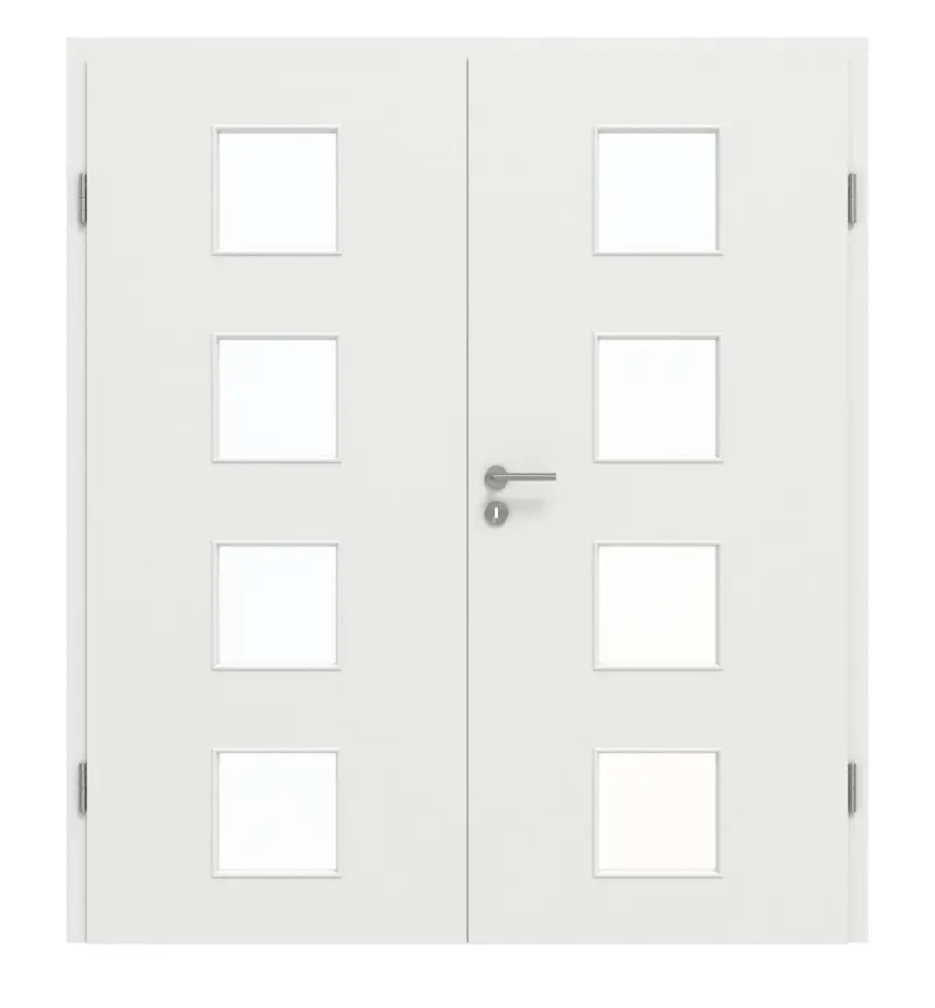 GARANT Drzwi dwuskrzydłowe wraz z ościeżnicą, matowe, biały lakier 9016 G-TEC z przeszkleniem LA-10