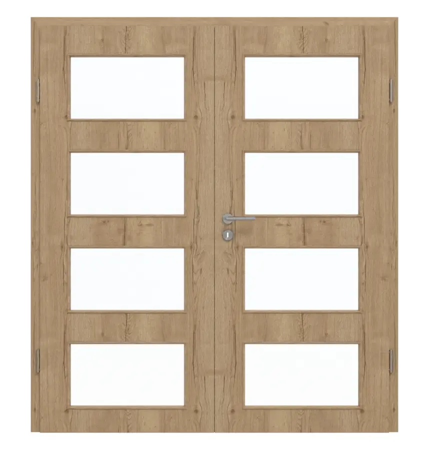 GARANT drzwi dwuskrzydłowe w zestawie z ościeżnicą Authentic dąb szczelinowy CePaL z przeszkleniem LA-11