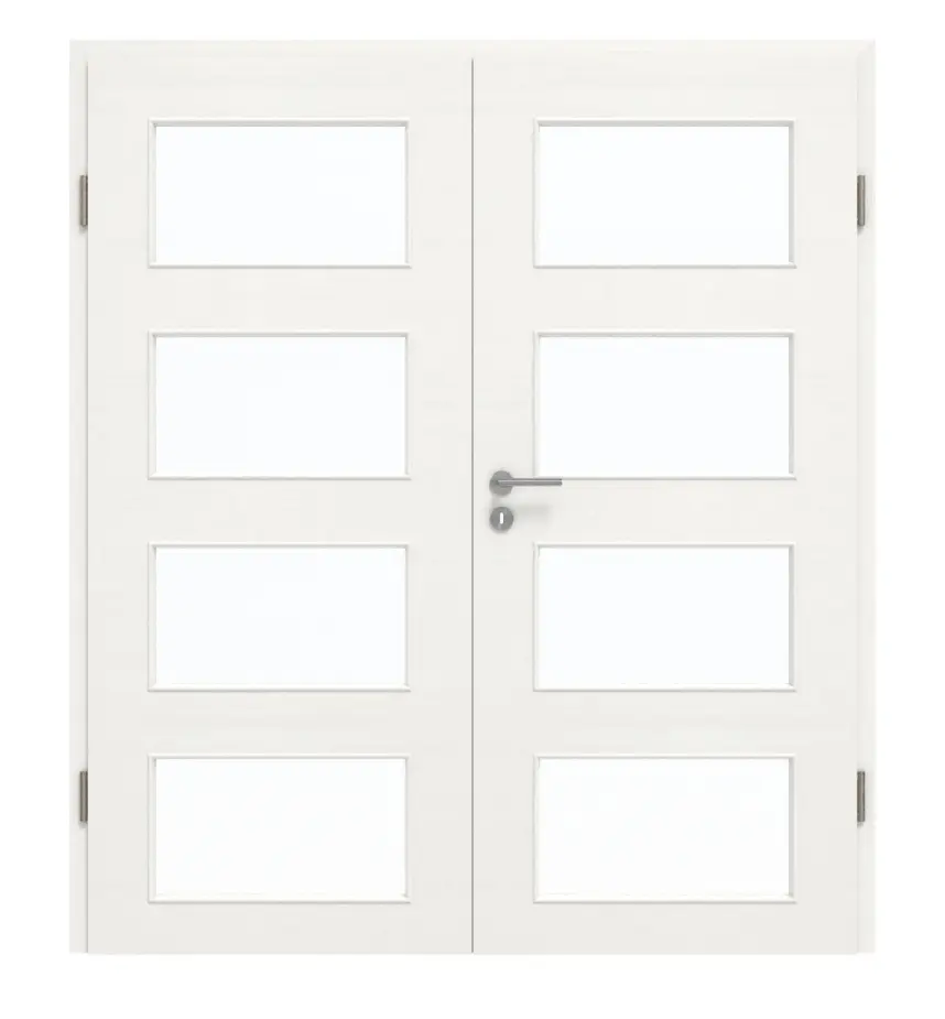GARANT Drzwi dwuskrzydłowe z ościeżnicą Quer Authentic Bianco GCK08 z przeszkleniem LA-11