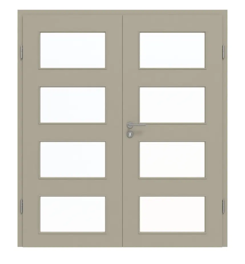 GARANT Drzwi dwuskrzydłowe wraz z ościeżnicą, matowe, szary jedwab 7044 G-TEC z przeszkleniem LA-11