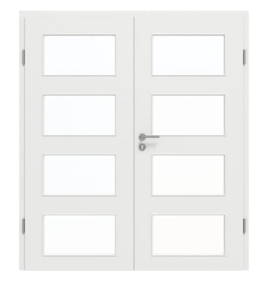 GARANT Drzwi dwuskrzydłowe wraz z ościeżnicą, matowe, biały lakier 9016 G-TEC z przeszkleniem LA-11