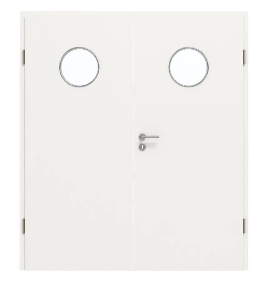 GARANT drzwi dwuskrzydłowe z ościeżnicą biały lakier 9016 CePaL z przeszkleniem LA-12