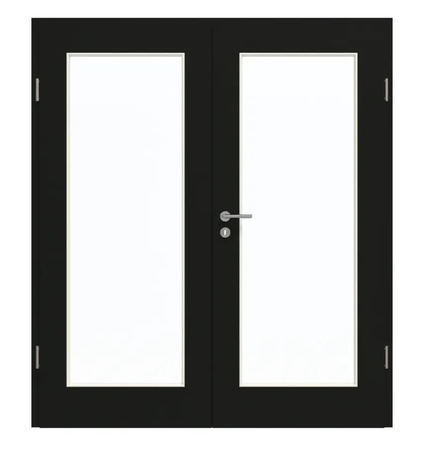 GARANT drzwi dwuskrzydłowe z ościeżnicą 0901-60 Black Resopal z przeszkleniem LA-2