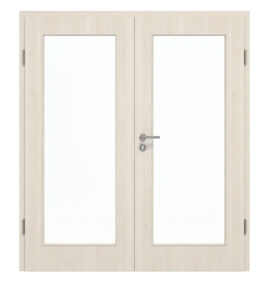 GARANT drzwi dwuskrzydłowe w zestawie z ościeżnicą powierzchnia CPL authentic perła CePaL z przeszkleniem LA-2