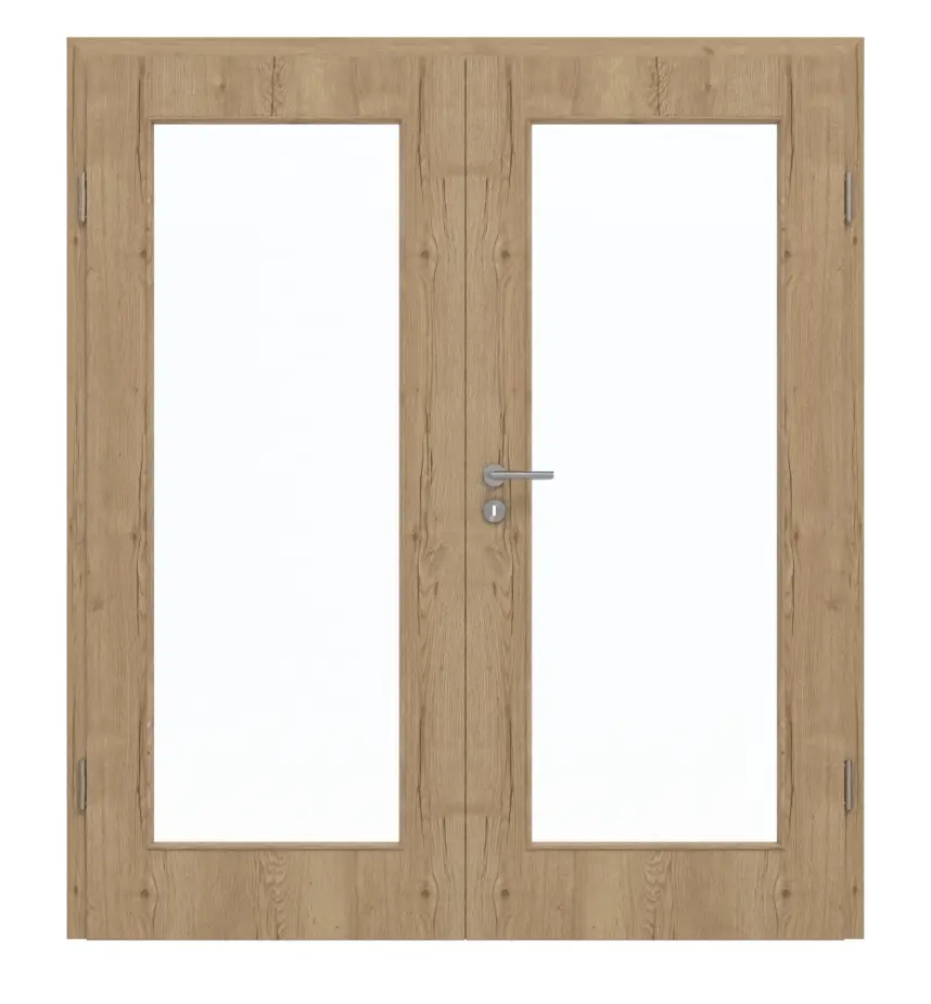 GARANT drzwi dwuskrzydłowe wraz z ościeżnicą Authentic dąb szczelinowy CePaL z przeszkleniem LA-2