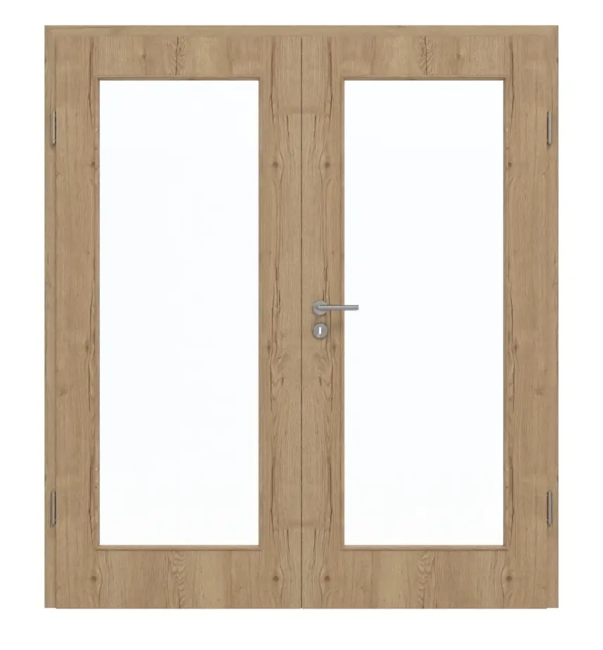 GARANT drzwi dwuskrzydłowe wraz z ościeżnicą Authentic dąb szczelinowy GCK08 z przeszkleniem LA-2
