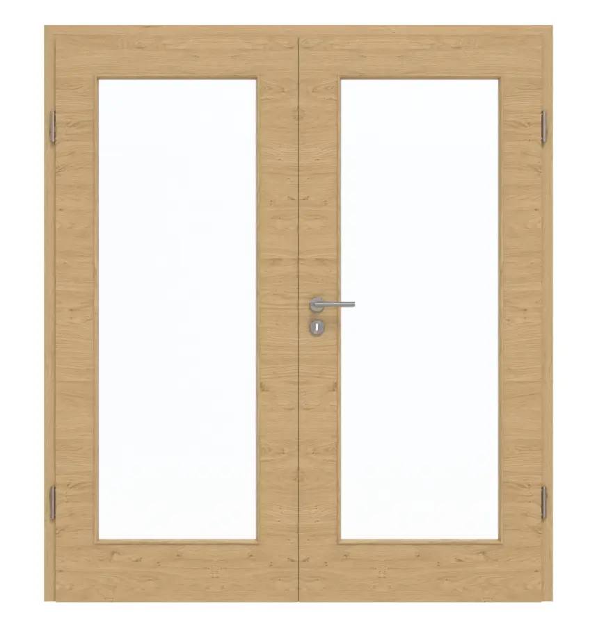 GARANT Drzwi dwuskrzydłowe wraz z ościeżnicą układ poprzeczny Authentic dąb z sękami GCK08 z przeszkleniem LA-2