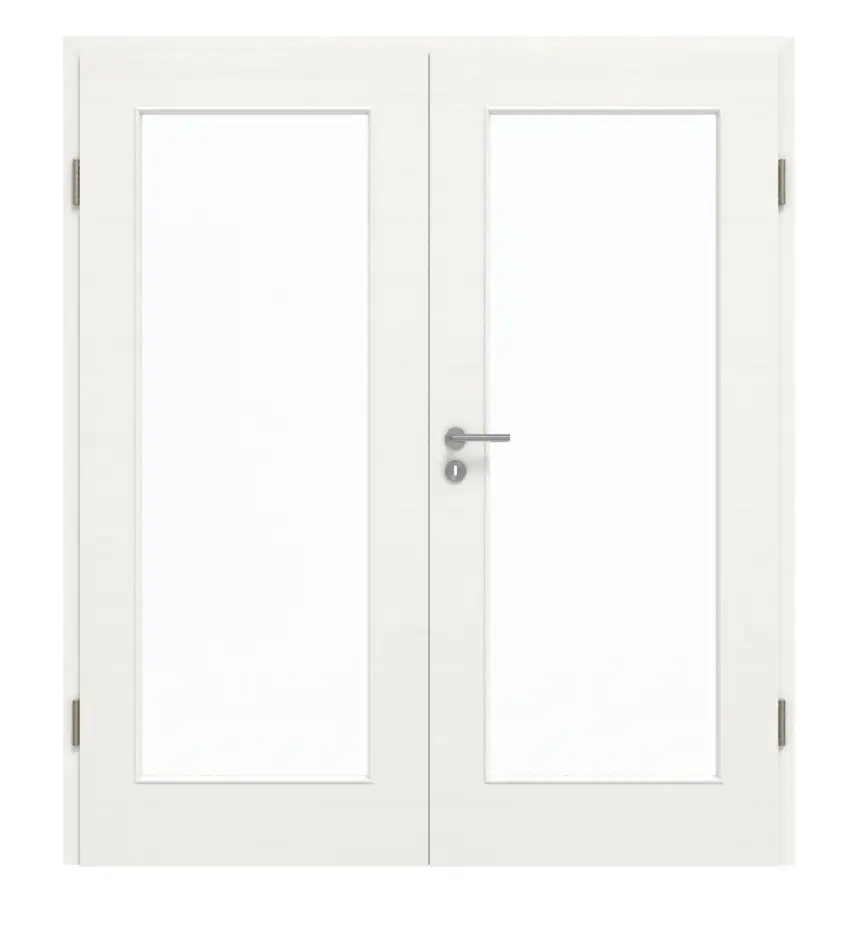 GARANT Drzwi dwuskrzydłowe wraz z ościeżnicą układ poprzeczny Authentic Bianco GCK08 z przeszkleniem LA-2