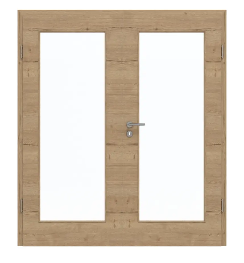GARANT Drzwi dwuskrzydłowe z ościeżnicą Quer Authentic Risseiche CePaL z przeszkleniem LA-2