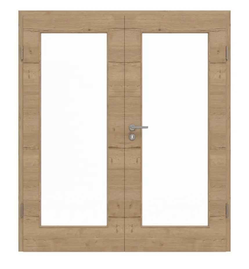 GARANT Drzwi dwuskrzydłowe z ościeżnicą Quer Authentic Risseiche GCK08 z przeszkleniem LA-2