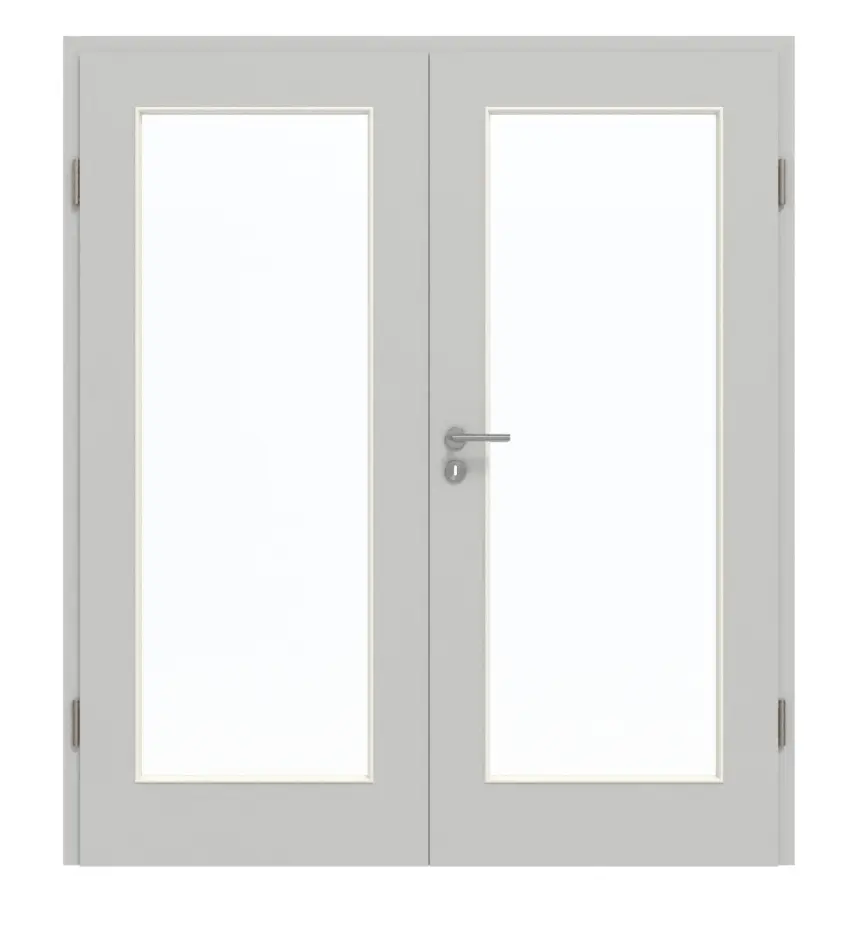 GARANT drzwi dwuskrzydłowe z ościeżnicą D92-60 Dove Grey Resopal z przeszkleniem LA-2