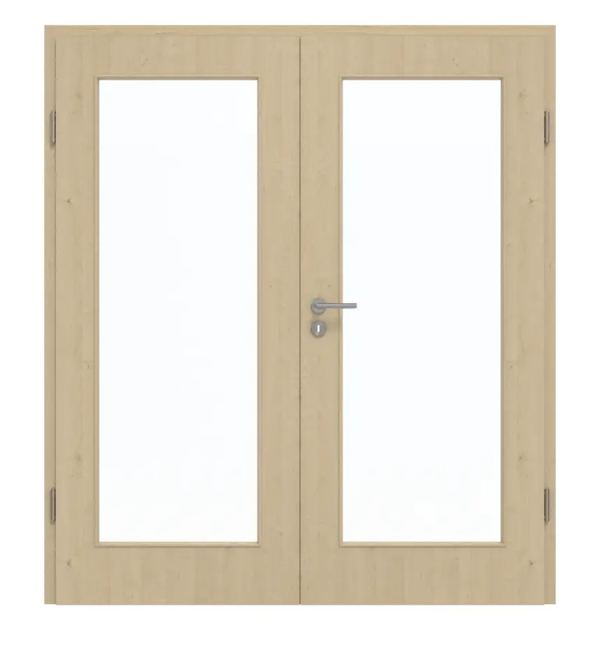 GARANT Drzwi dwuskrzydłowe wraz z ościeżnicą, naturalny klon GCK08 z przeszkleniem LA-2