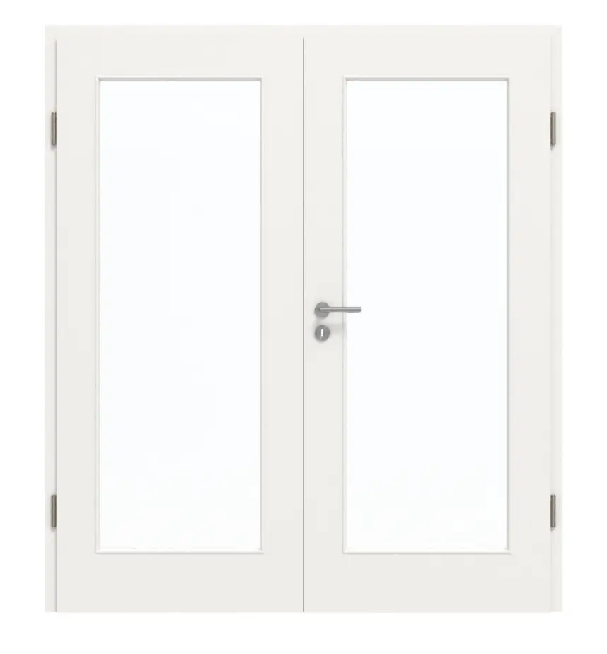 GARANT drzwi dwuskrzydłowe z ościeżnicą biały lakier 9016 z przeszkleniem LA-2