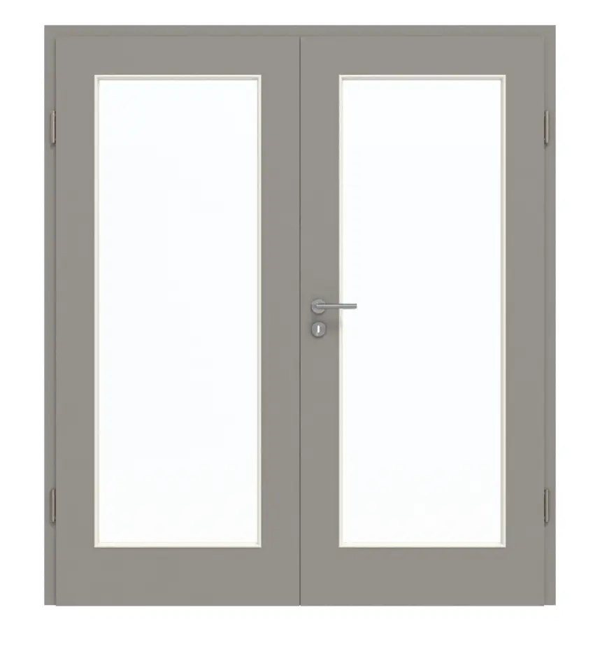 GARANT drzwi dwuskrzydłowe z ościeżnicą U12115SD szary platynowy GHK08 z przeszkleniem LA-2